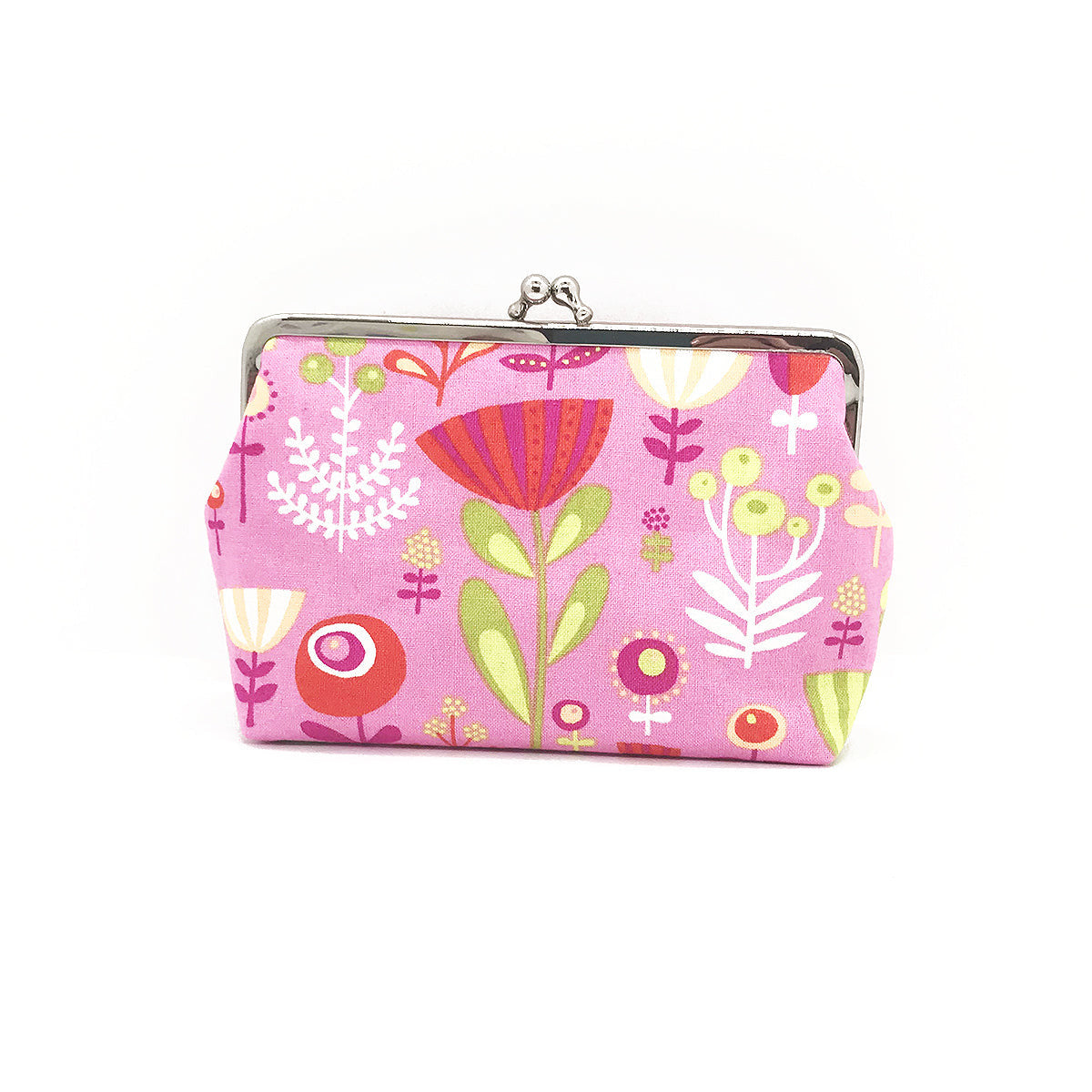 pinke Clipboerse mit schrillem Blumenmuster
