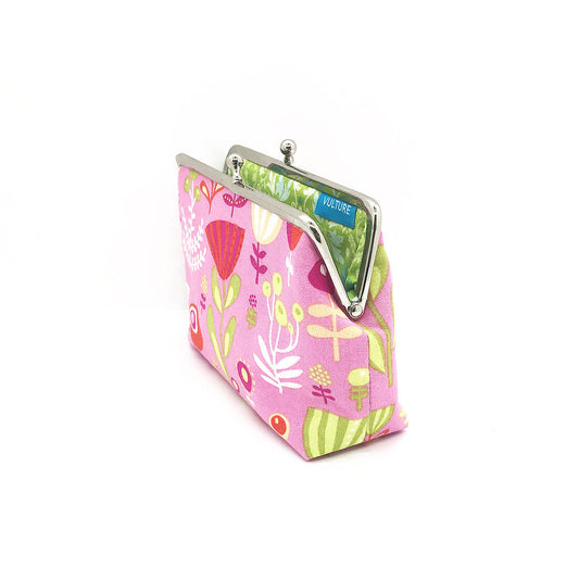 Bügelbörse Blumen pink