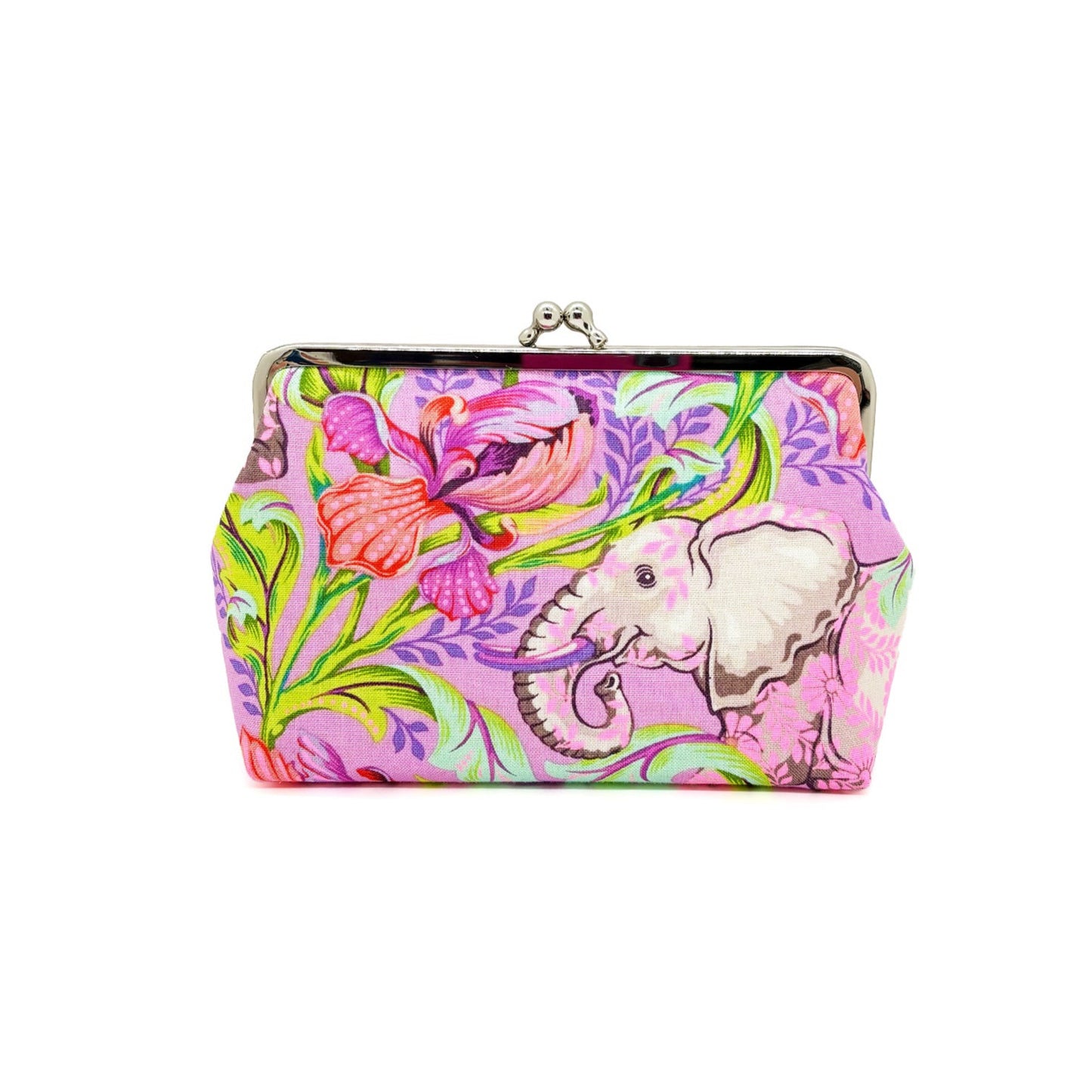 pinkeClipbörse mit Blumen und Elefant