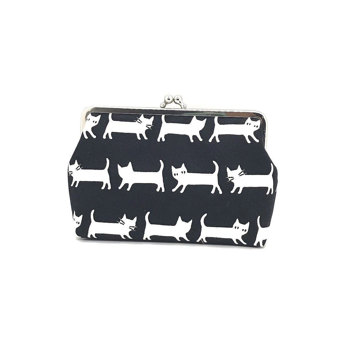 schwarze Kosmetiktasche mit Bügelverschluss Katzen