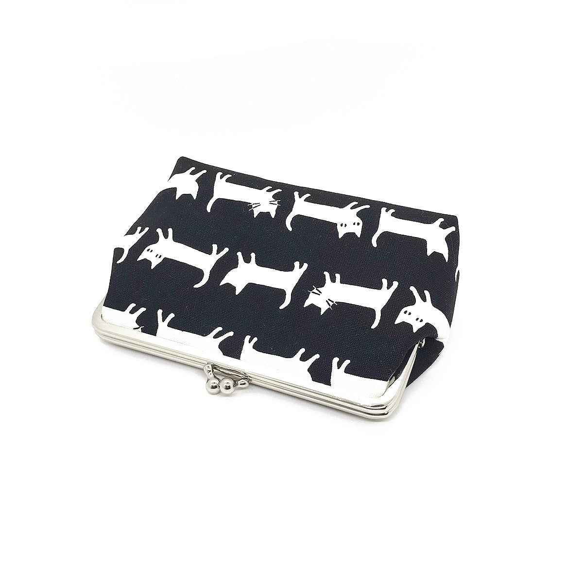 schwarze Kosmetiktasche mit Bügelverschluss Katzen