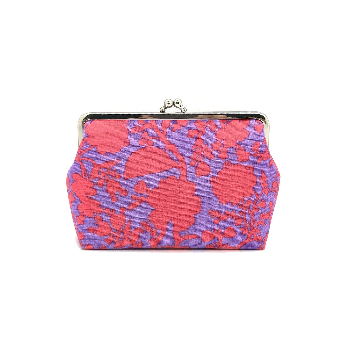 kleine Schminktasche mit Clipverschluss lila/rot