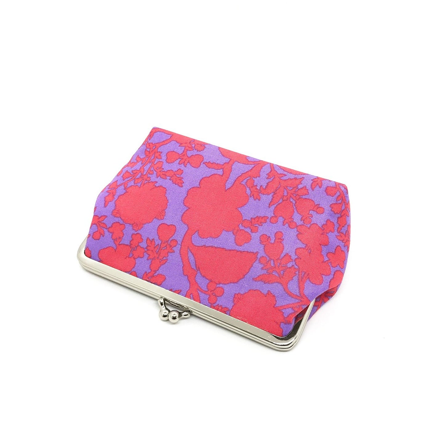 kleine Schminktasche mit Clipverschluss lila/rot