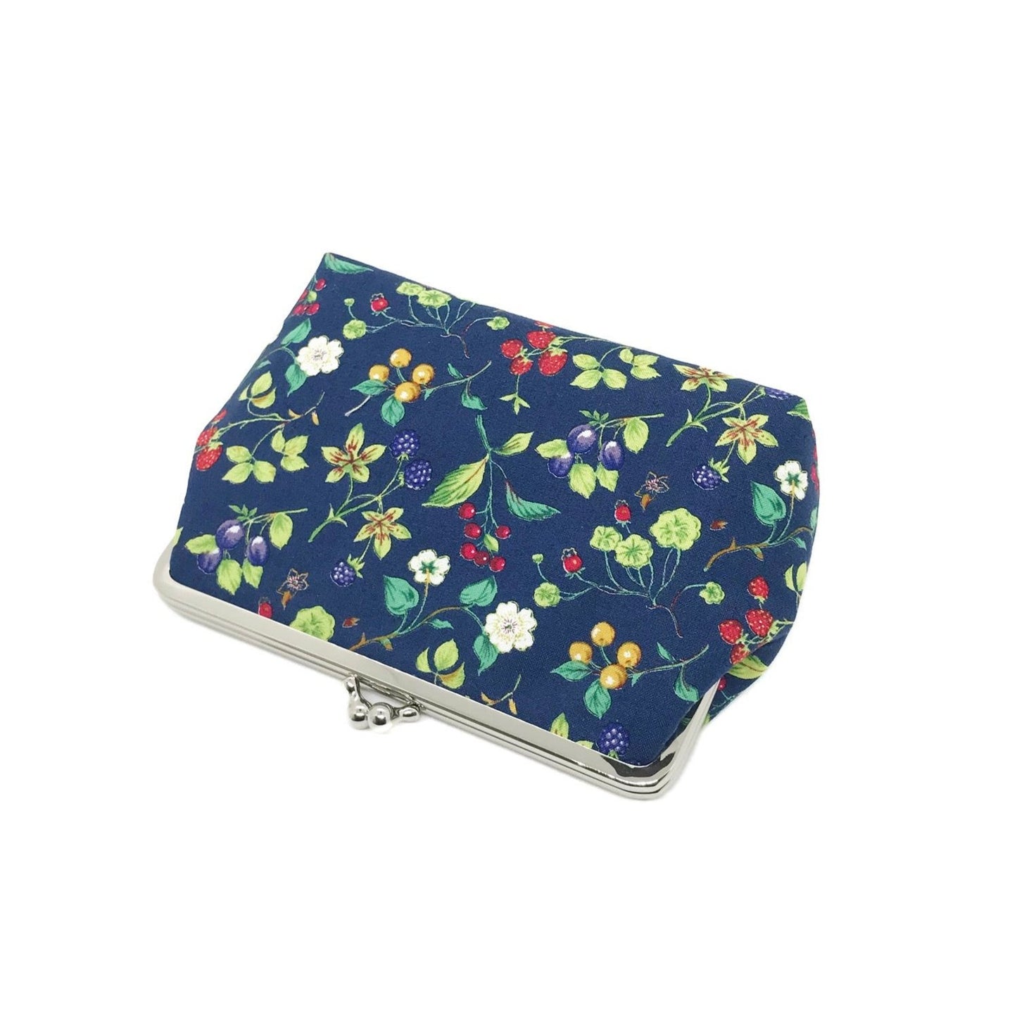 Clipbörse kleine Schminktasche blau Waldbeeren