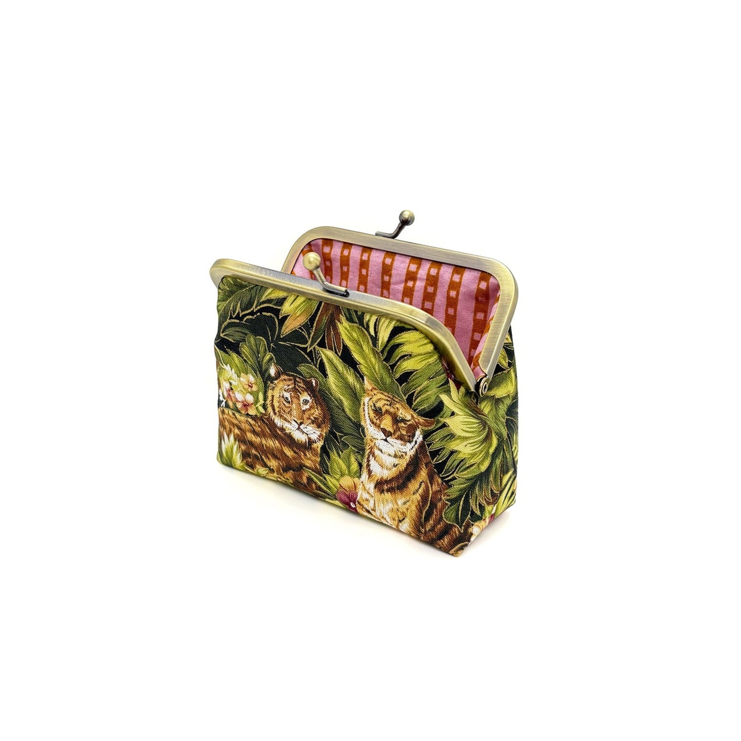 Clip purse Kisslock purse with tigers