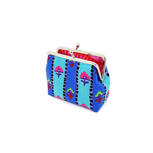 Clip wallet with flowers and stripes