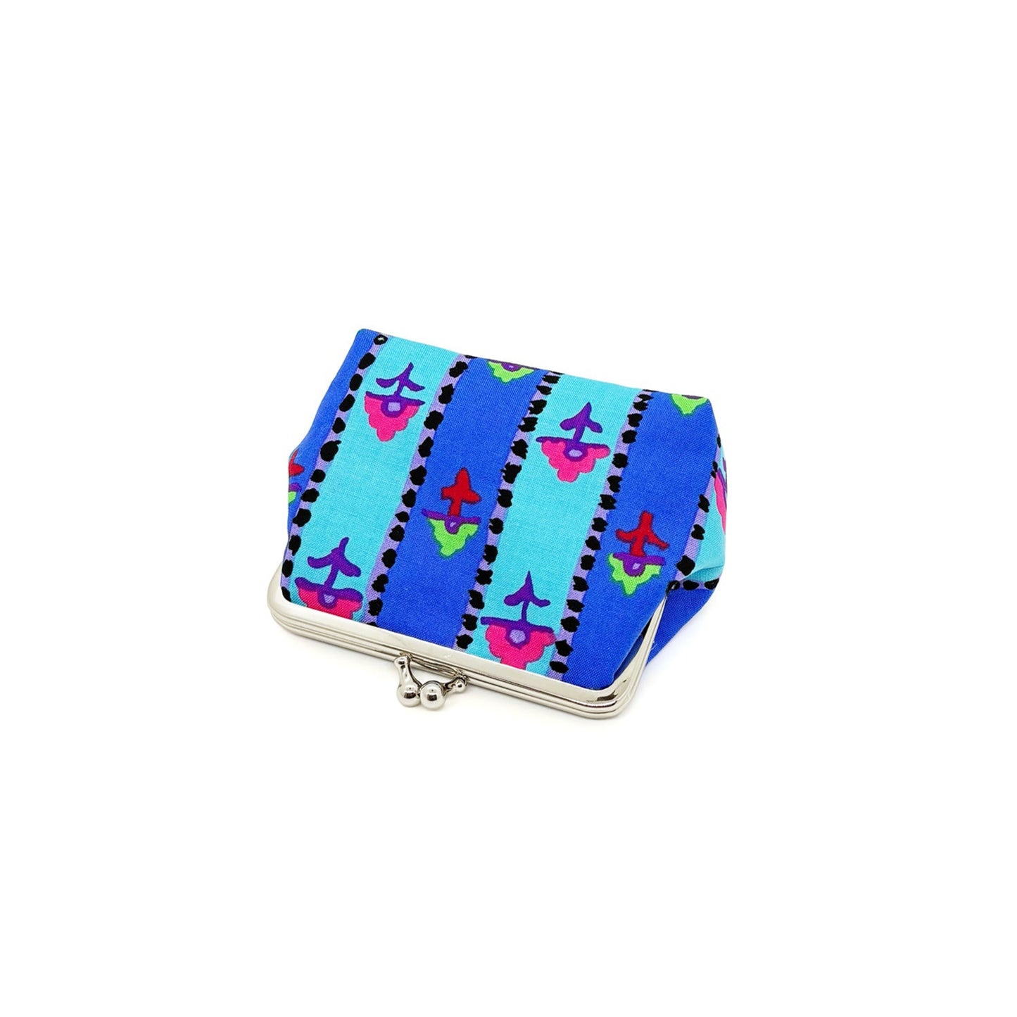 Clip wallet with flowers and stripes