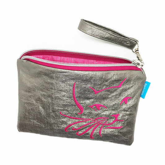 Kosmetiktasche mit gestickter Katze SALE