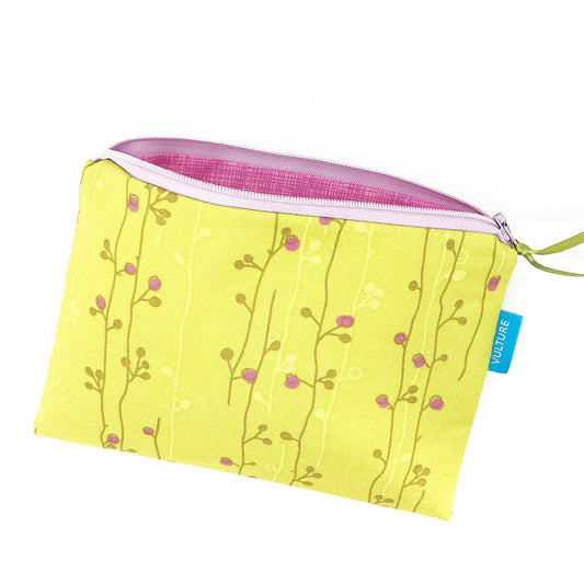 Kosmetiktasche gelb mit Blumenranken SALE