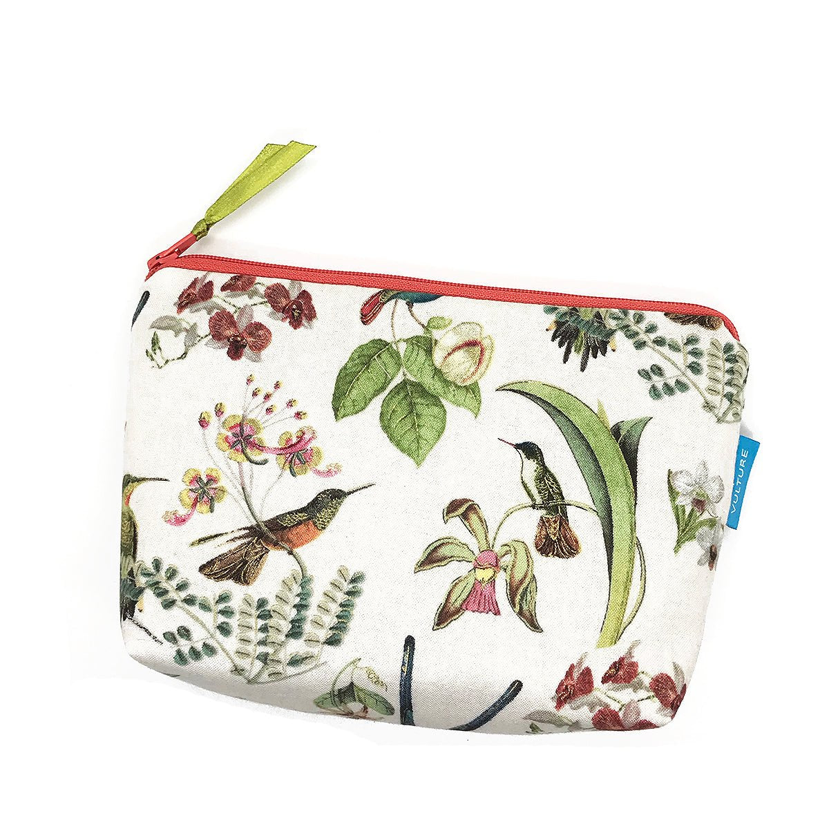 beiger Kosmetikbeutel mit Kolibris