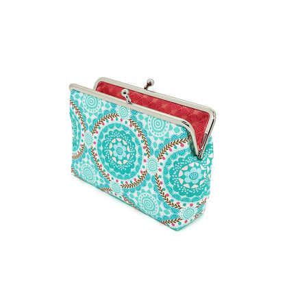 Kosmetiktäschchen Bügelbörse mit blauen Ornamenten