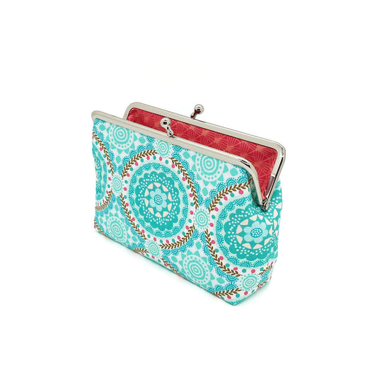 Kosmetiktäschchen Bügelbörse mit blauen Ornamenten