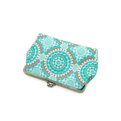 Kosmetiktäschchen Bügelbörse mit blauen Ornamenten
