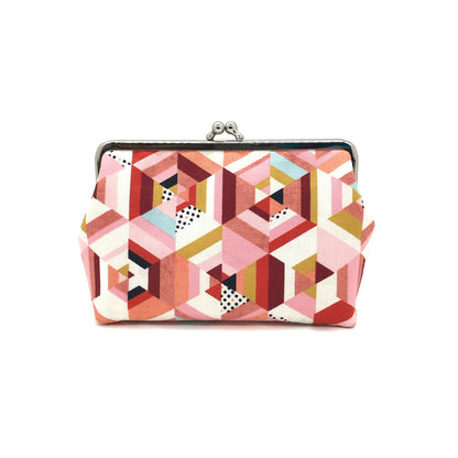 rosa Clipbörse mit grafischem Muster