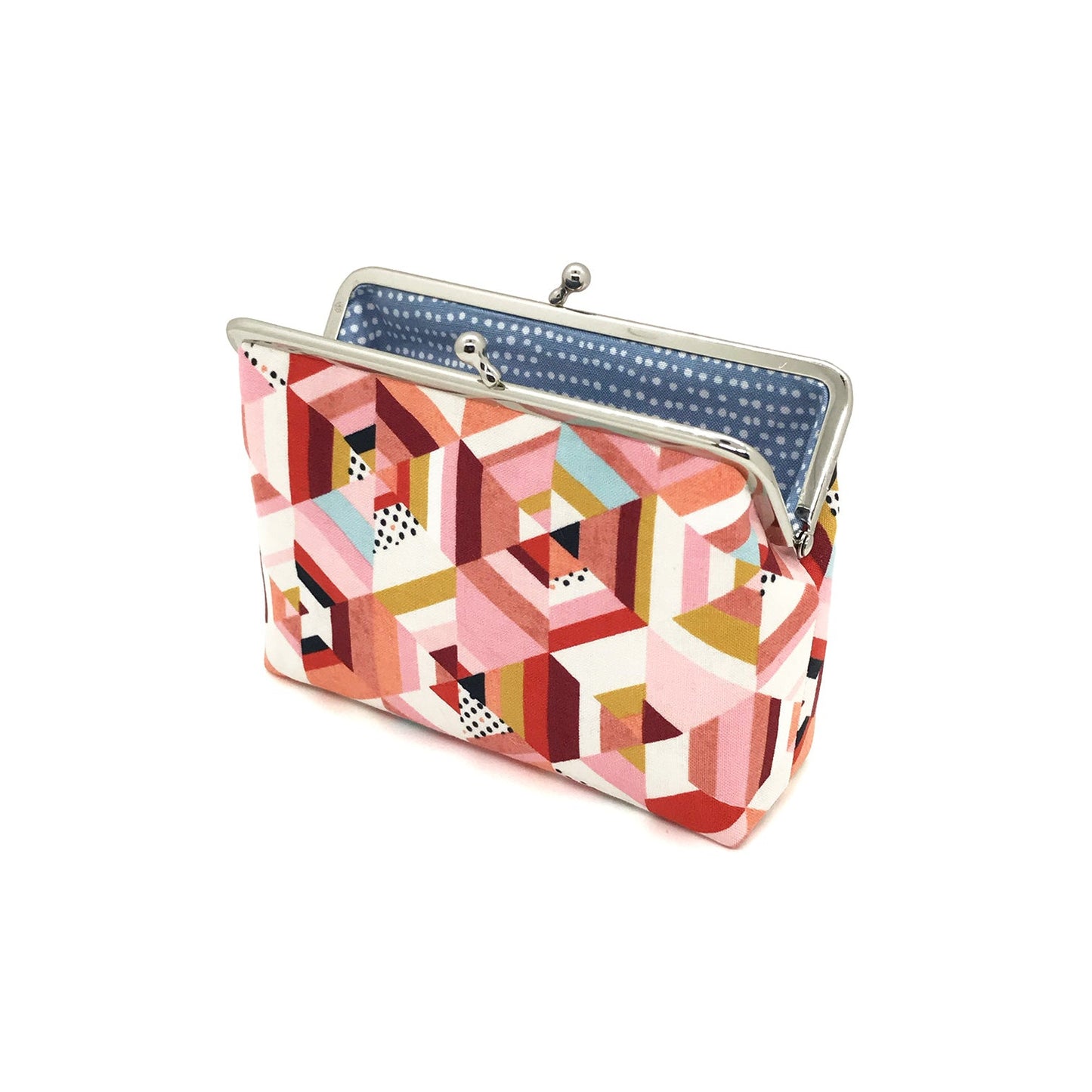 rosa Kosmetiktäschchen Bügelbörse grafisches Muster