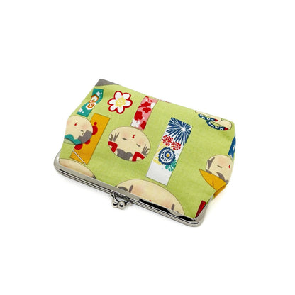Clip wallet green with Kokeshi