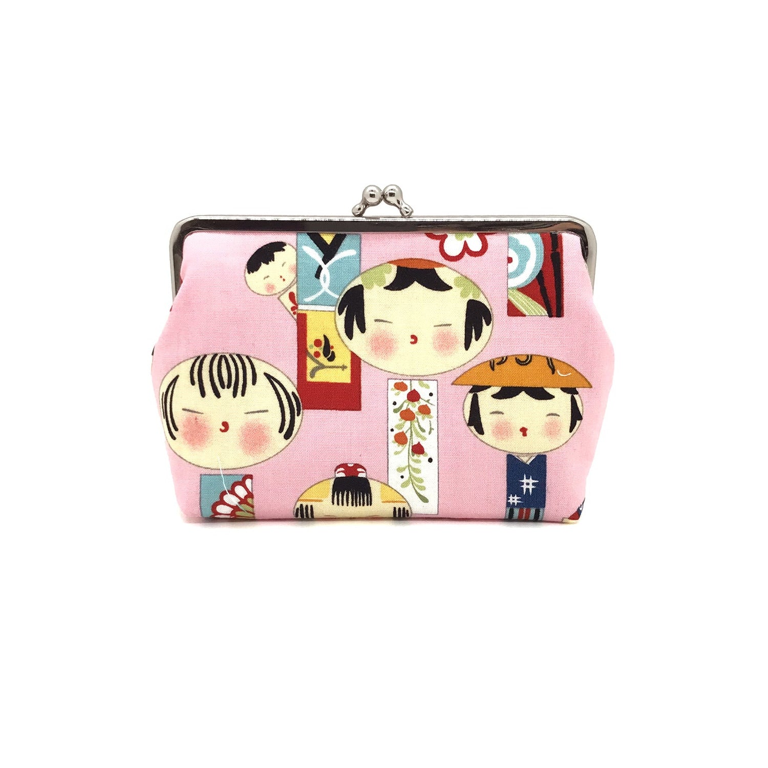 rosa Clipbörse mit japanischen Figuren