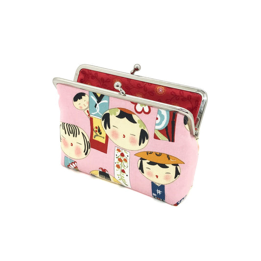 Clipbörse rosa mit Kokeshi