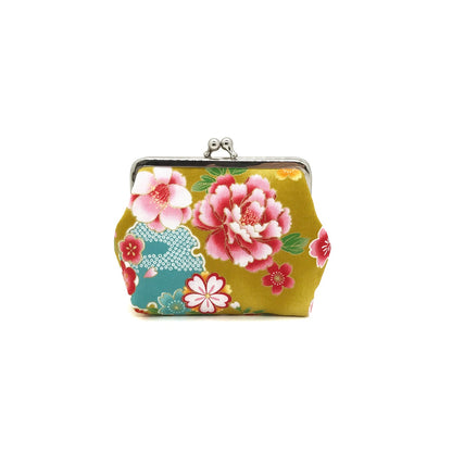 gelbe Clipbörse mit japanischem Blumenmuster