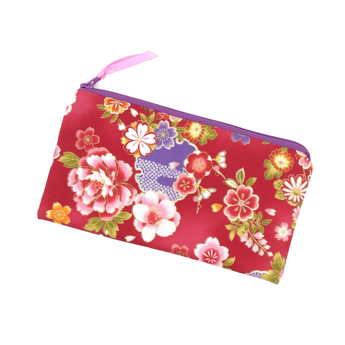 rote Stiftetasche mit Blumenmuster