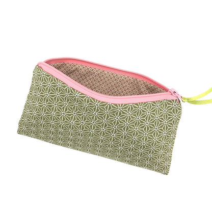 Federmäppchen Stiftetasche japanische Blumen grün