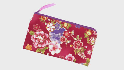Federmäppchen Stiftetasche japanische Blumen rot