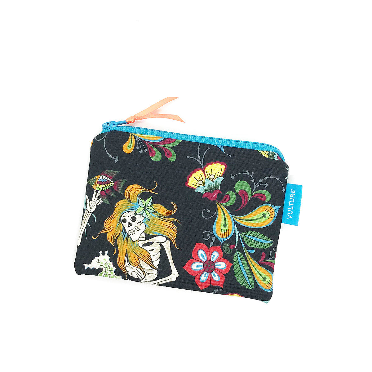 schwarze Zipptasche mit gruseliger Nixe