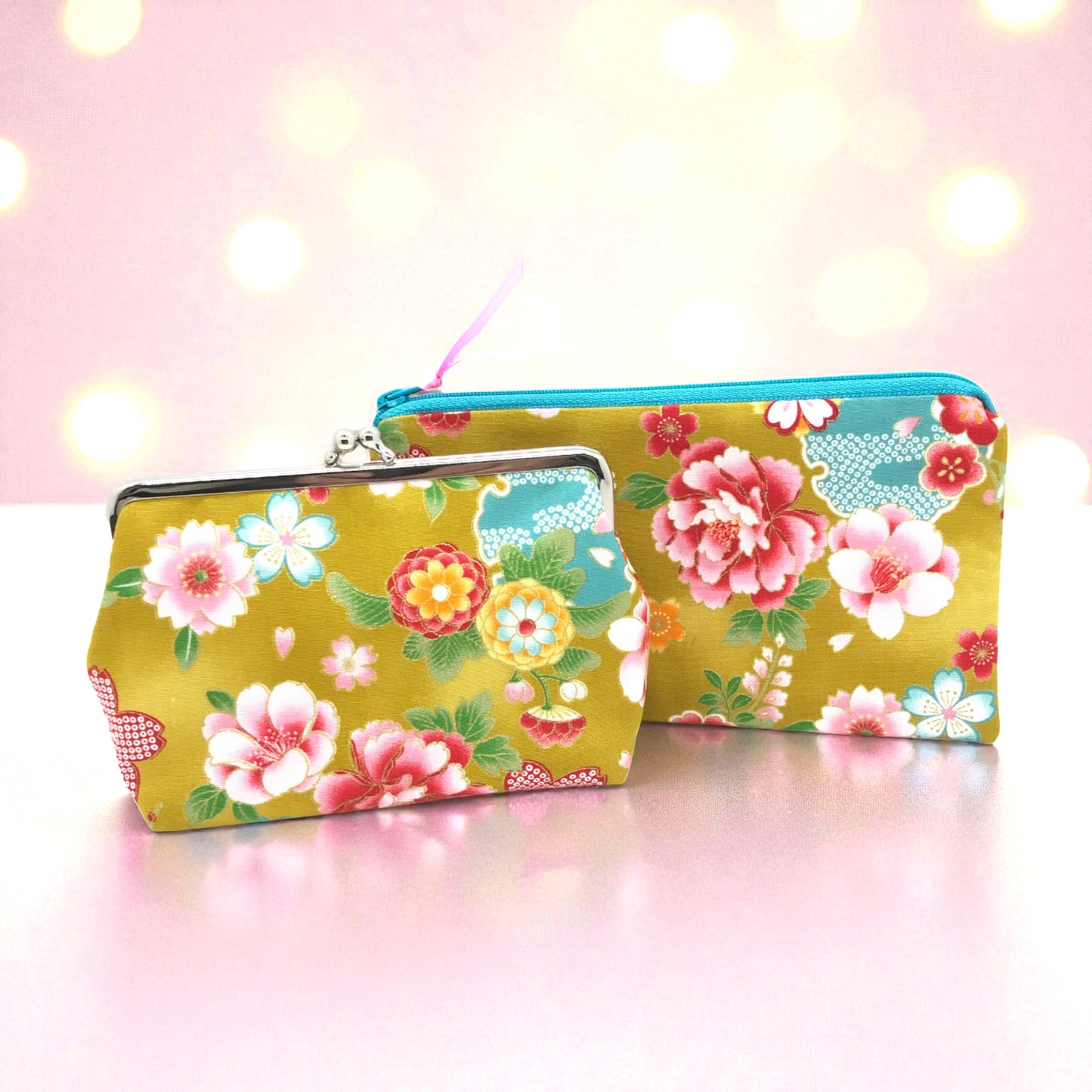 Geschenkset Clipbörse + Stiftetasche japanische Blumen