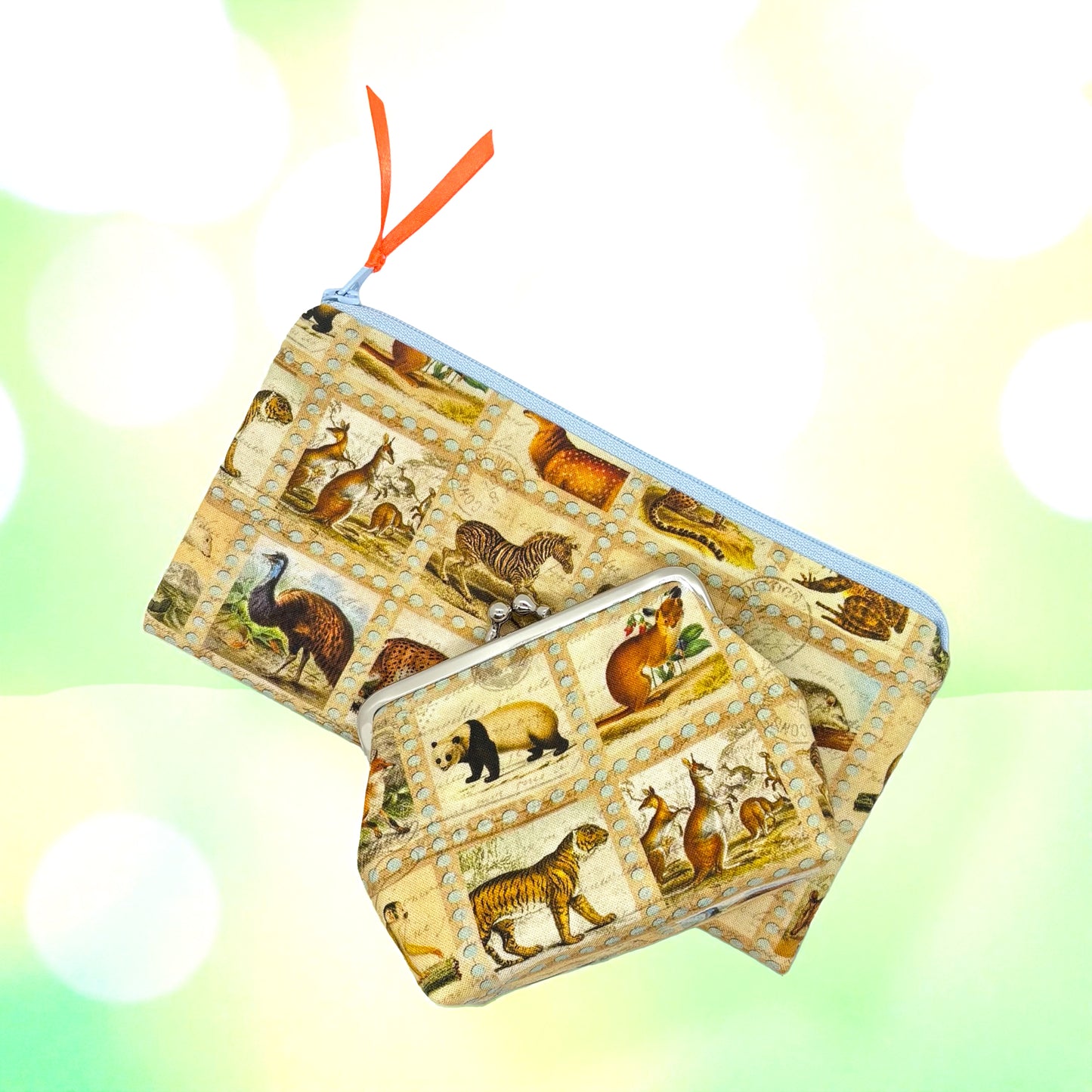 Geschenkset Clipbörse + Zipptasche wilde Tiere